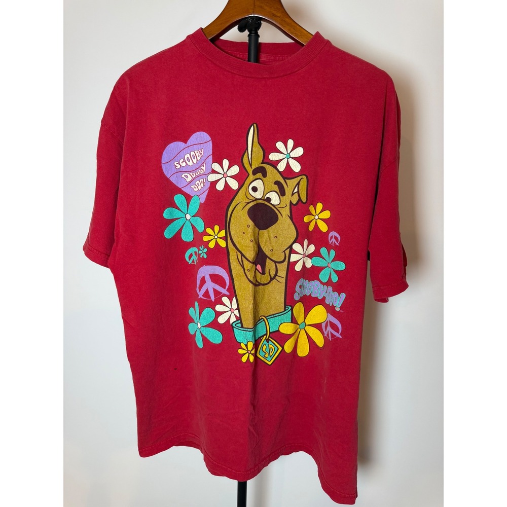 Vintage 1997 Scooby-Doo Hanna-Barbera Graphic T-Shirt Red Men XL 90s Peace
